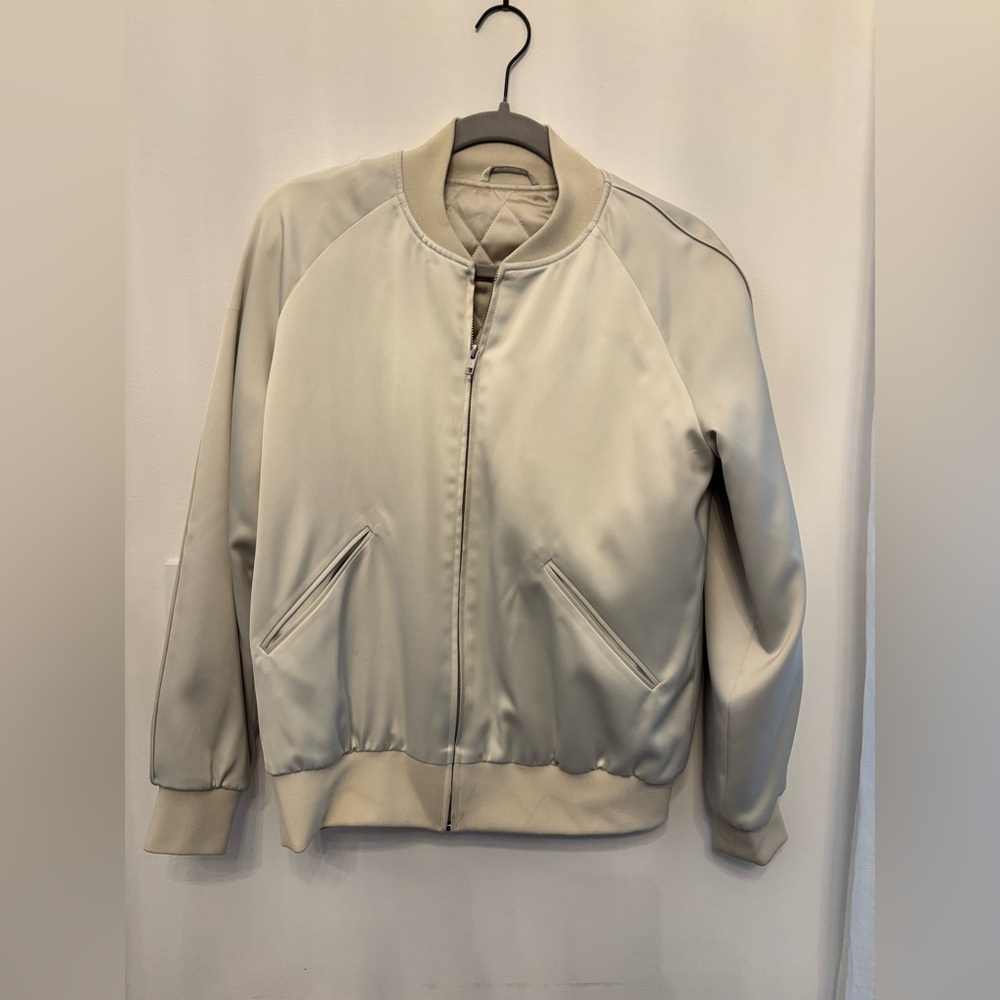 & Other Stories Cream Satin Bomber Jacket/Windbreaker